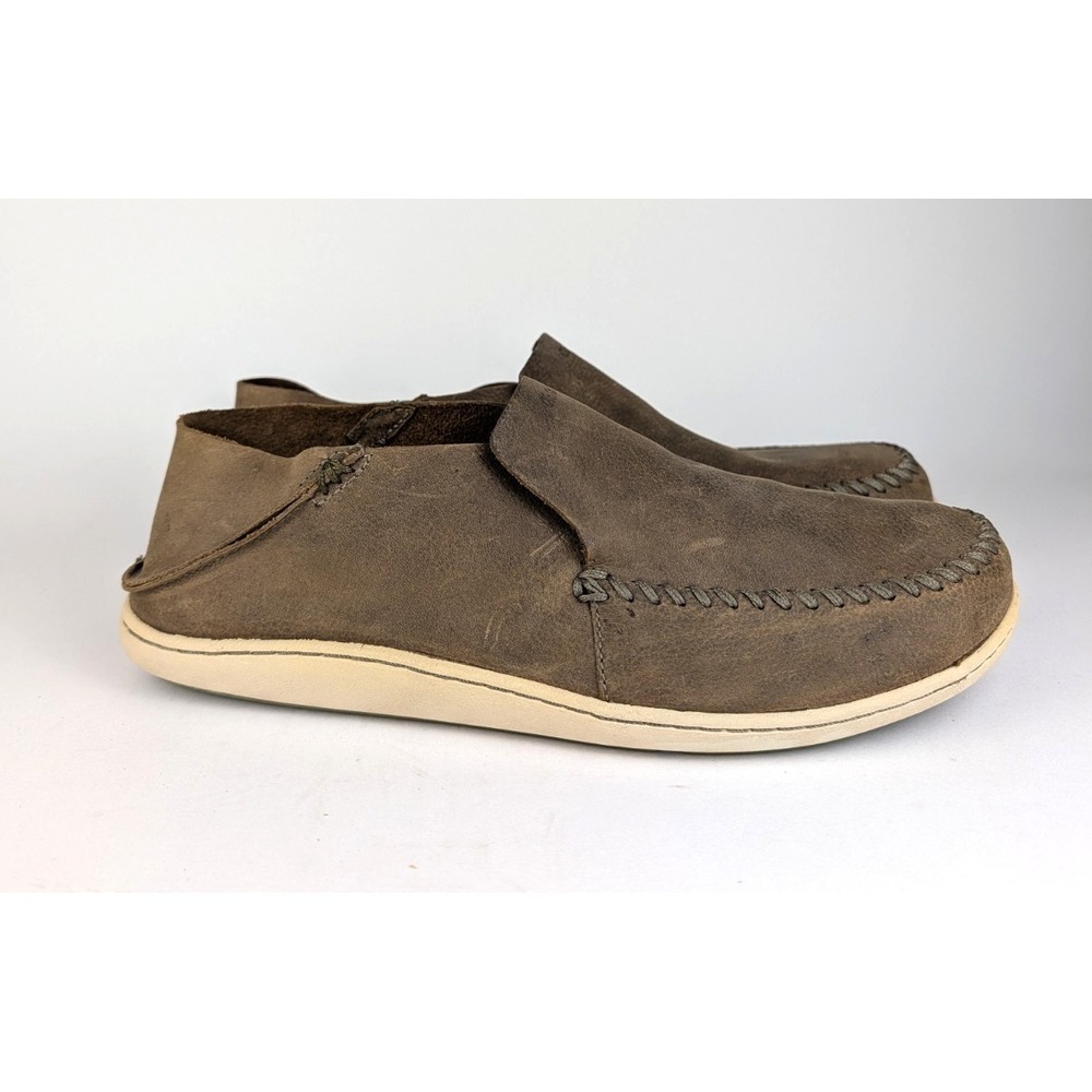 Olukai Akahai Men's Size US 9 Leather Slip-On Loafers Shoe Casual Brown 10299